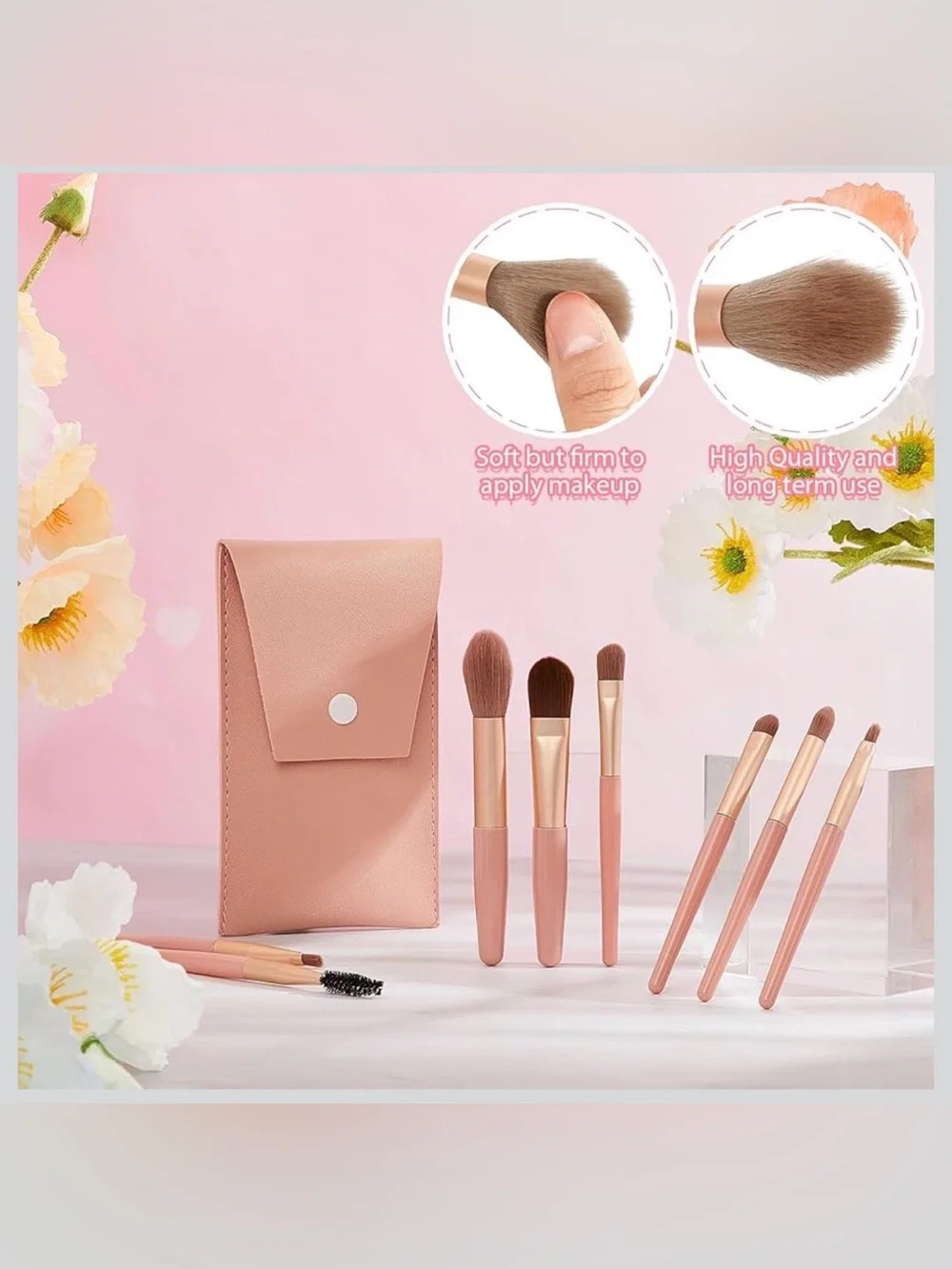 8-piece Travel Makeup Brush Set with Carry Case, Orange